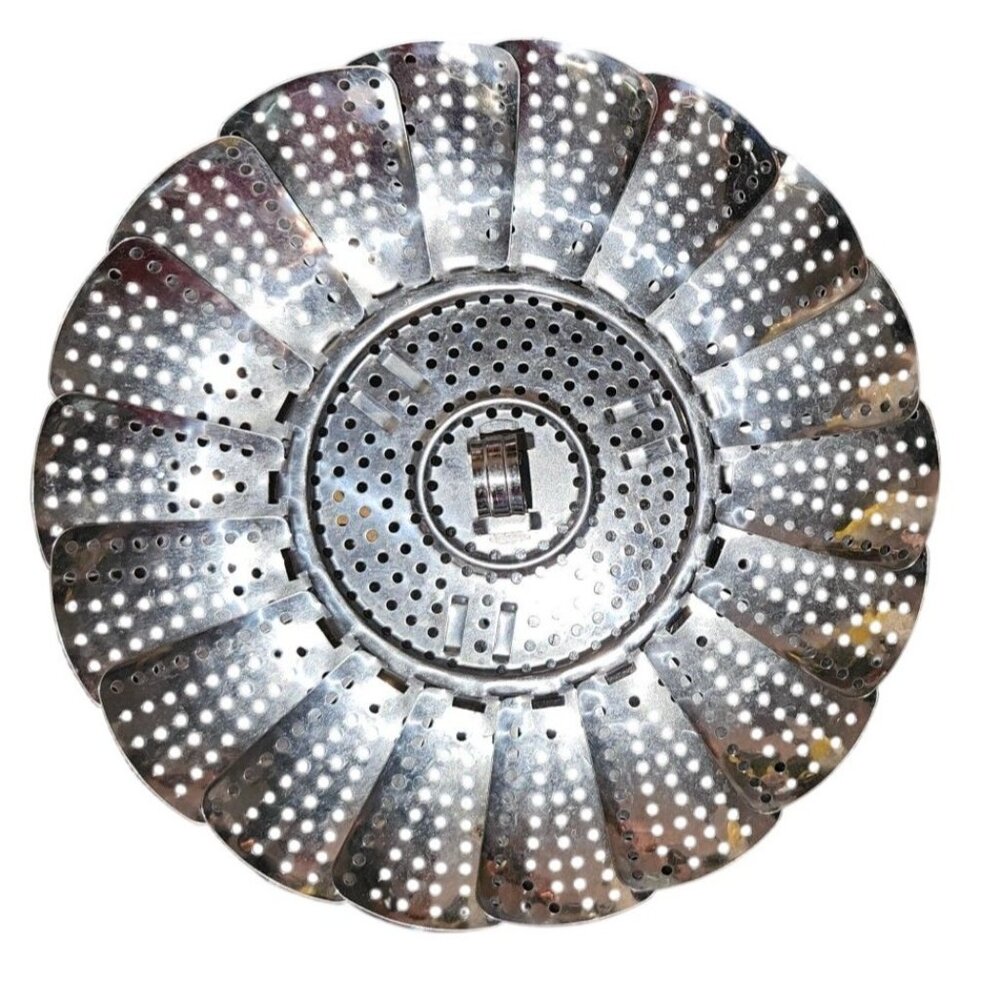 Vintage Colander Steamer Basket Stainless Steel Expandable Collapsible 9"
